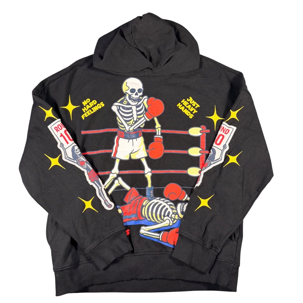 Bone Threads Underworld Death Match Boxing Skeleton Hoodie Black Mens Medium